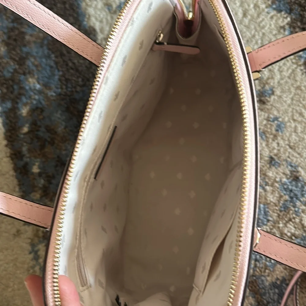 kate spade blush pink leather satchel with gold hardware